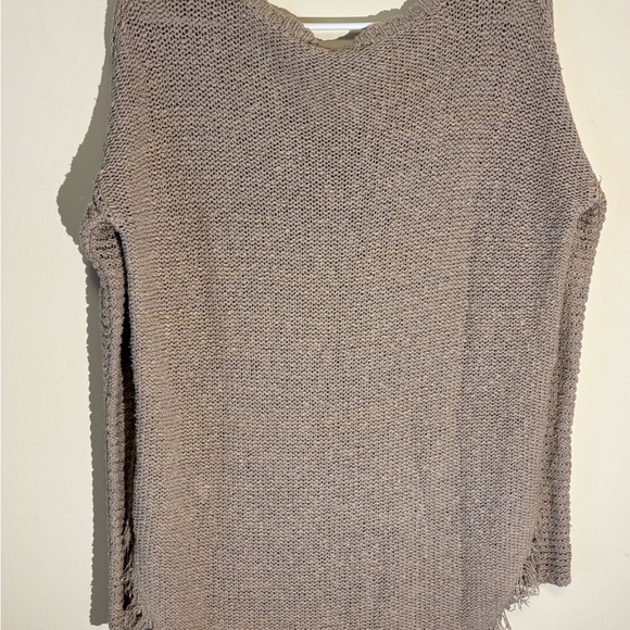 Free People Tan Crew Neck Sweater with Intricate Knit Pattern - Picture 5 of 12